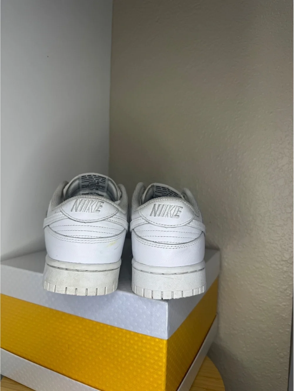 Nike Dunk Low Triple White Women’s Size 8.5 Leather Sneakers Used No Box